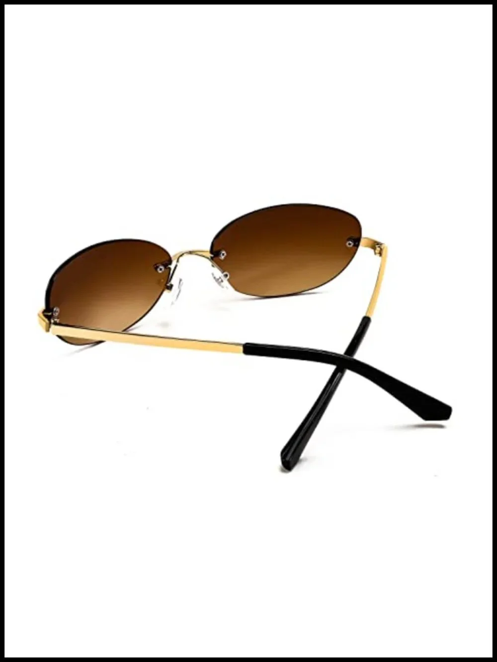 Rimless Oval Sunglasses Retro Y2K UV400 Metal Frame